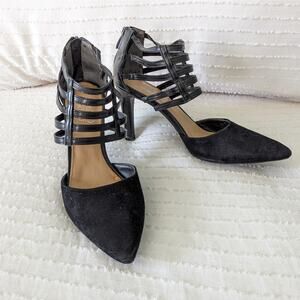 Franco Sarto Anniston Strappy Pointed Toe Black Heels size 8.5